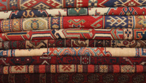 Stack of folded carpets